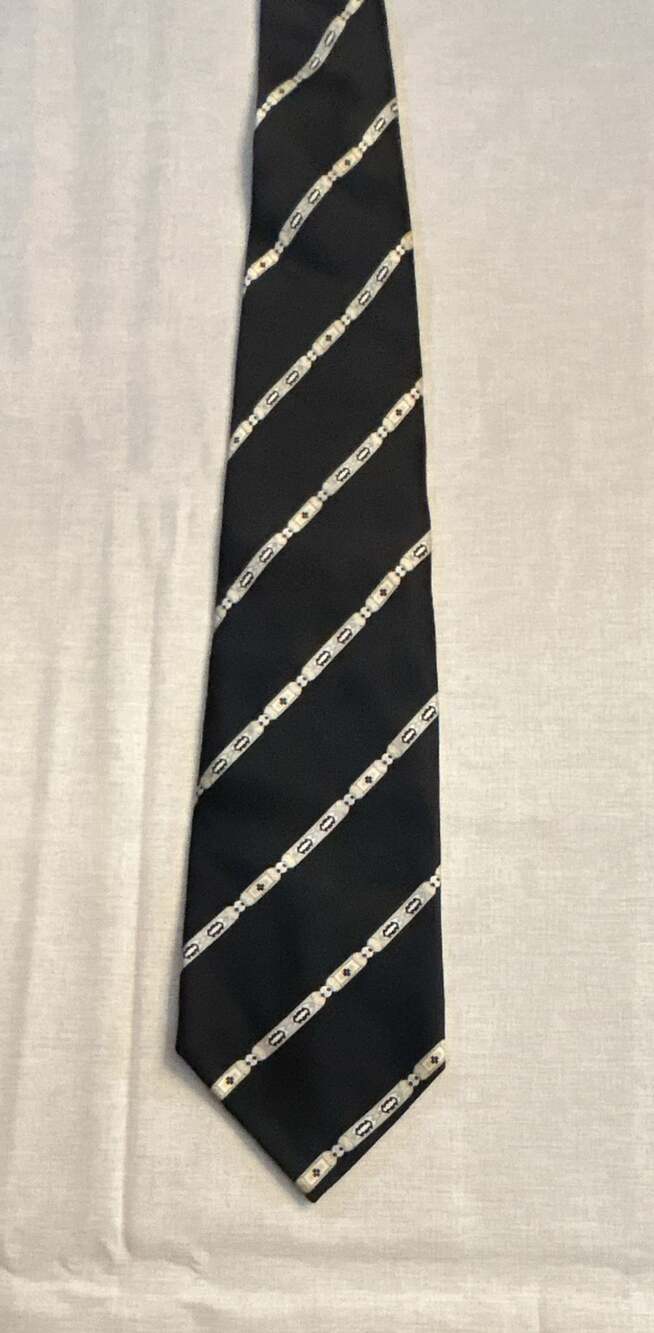 Stefano Ricci Black Silk Necktie with Geometric Striped Pattern